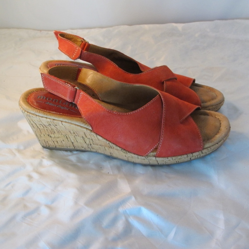 Montana Artisan Red wedge sandals shoes 9